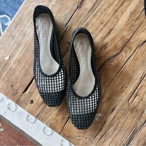 SCHUTZ Black Woven Leather Flats